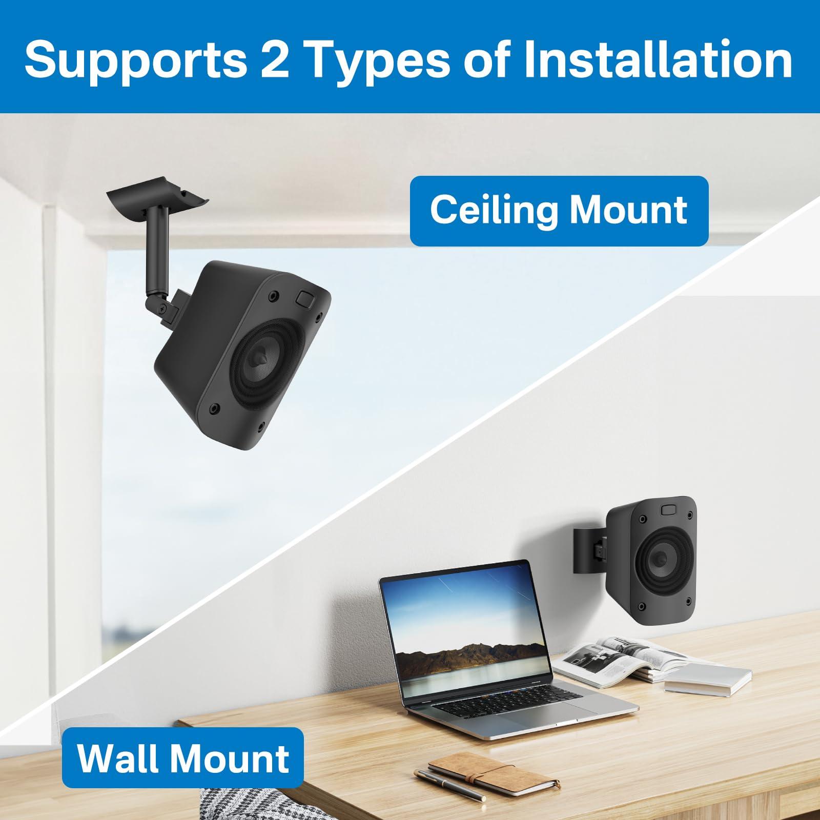 notiela Speaker Mount for Logitech Z906 Speaker Wall Mount with Tilt and Swivel Adjustable Ceiling Mount for Logetich Z906 Speaker Mounts, Pair
