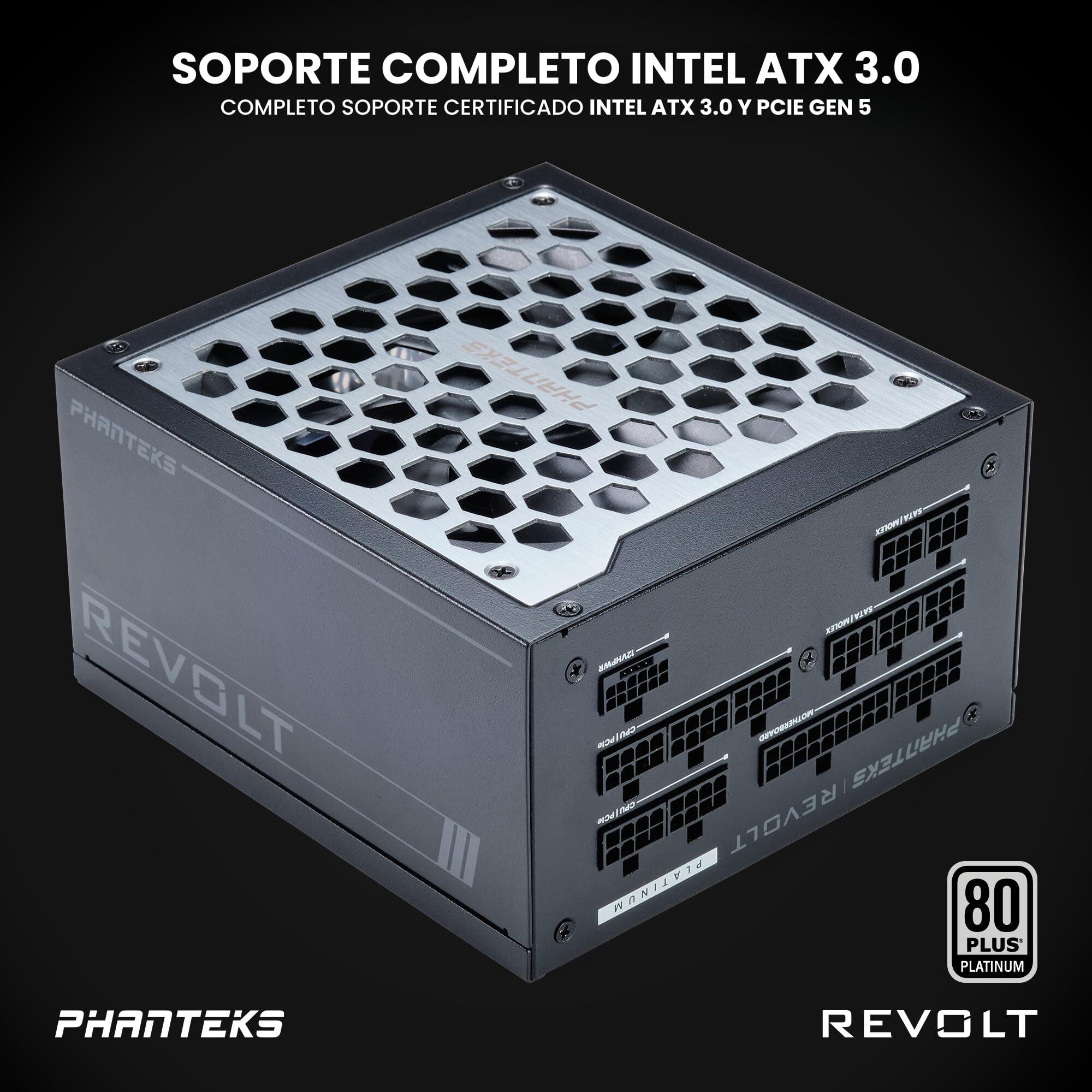 Phanteks Phanteks (PH-P1000PR_BK01C) Revolt 1000W 80PLUS Platinum, ATX 3.0, PCIe 5.0, Fully Modular, Cable-Less, Power Supply Unit Only (Cables Sold Separately), Black