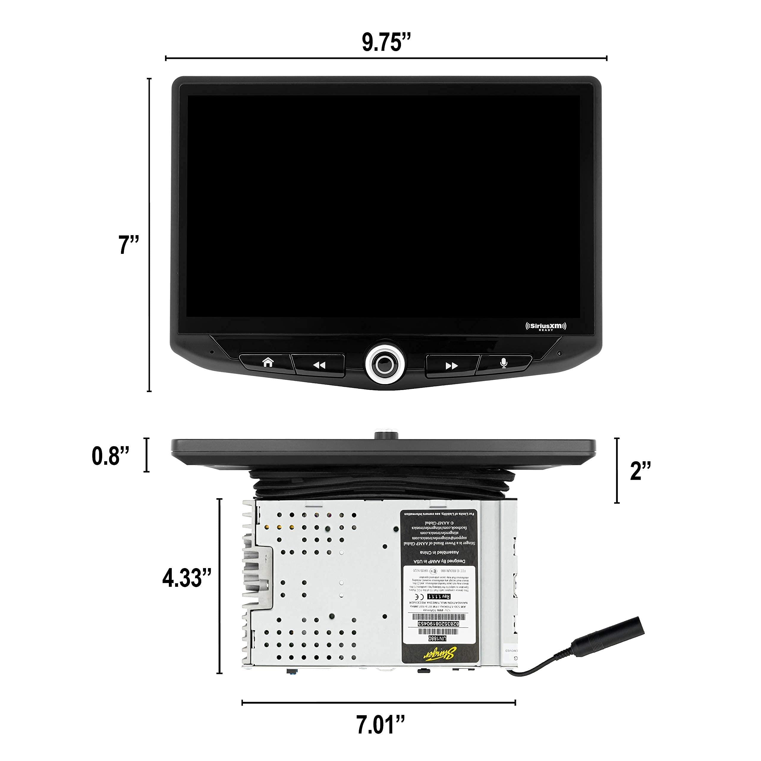 STINGER Stinger HEIGH10 10 Multimedia Car Stereo 1024 x 600 HD Display. Apple Car Play, Android Auto, SiriusXM Ready, Bluetooth, TOSLINK Audio Output & HDMI Rear Input, Single/Double DIN Mounting