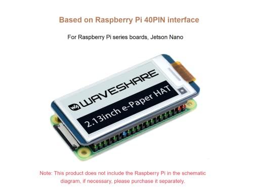 waveshare 2.13inch E-Ink Display HAT V3 Version, 250x122 Resolution 3.3V/5V Black White Two-Color e-paper Screen Module for Raspberry Pi Zero/Zero W/Zero WH/2B/3B/3B+/4B, Supports Partial Refresh, SPI Interface