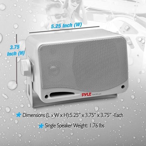 Pyle Pyle Outdoor Waterproof Wireless Bluetooth Speaker - 3.5 Inch Pair 3-way Active Passive Weatherproof Wall, Ceiling Mount Dual Speakers System w/ Heavy Duty Grill, Patio, Indoor Use -PDWR42WBT (White)