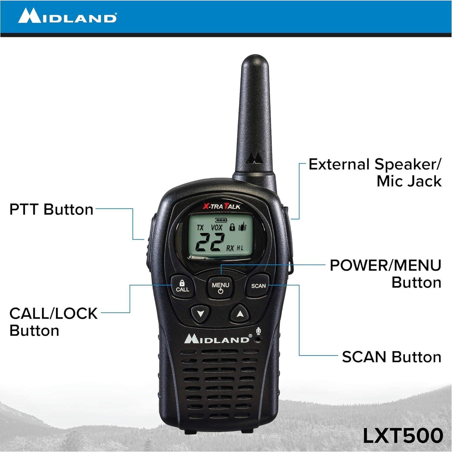 Midland Midland LXT500VP3 FRS Two Way Radios - 4 Pack Bundle w/Chargers