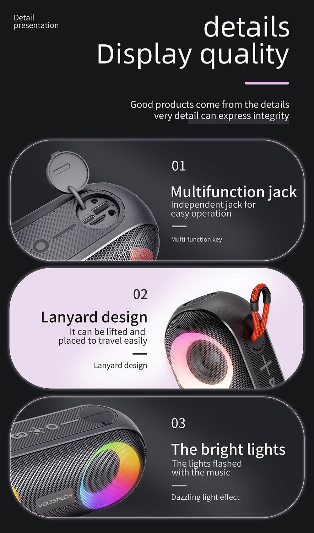 Voltstech Voltstech High Sound Stereo Quality BASS Outdoor Waterproof RGB Bluetooth Speaker 20W