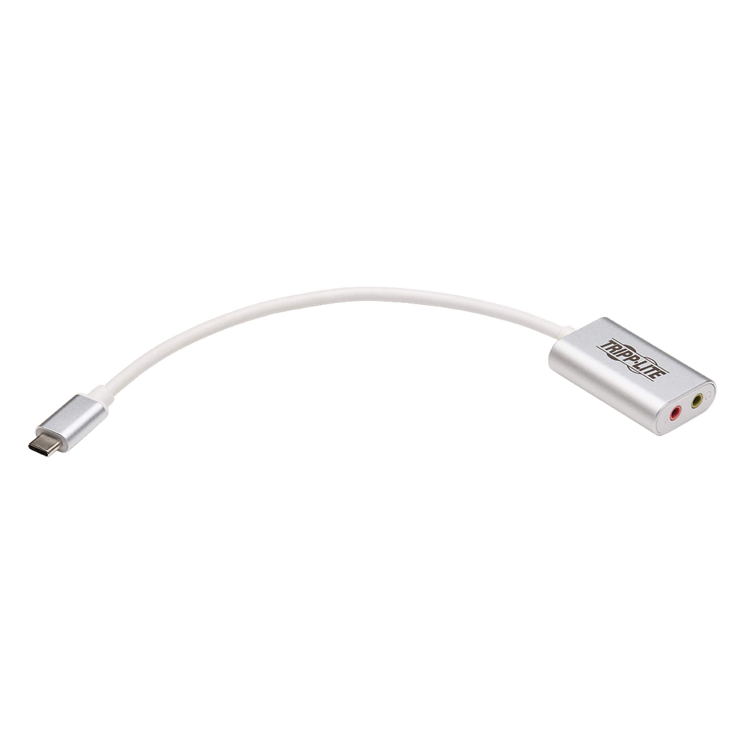 Eaton Tripp Lite USB C to 3.5mm Stero Audio Adapter for Microphone Headphones, Silver (U437-002)