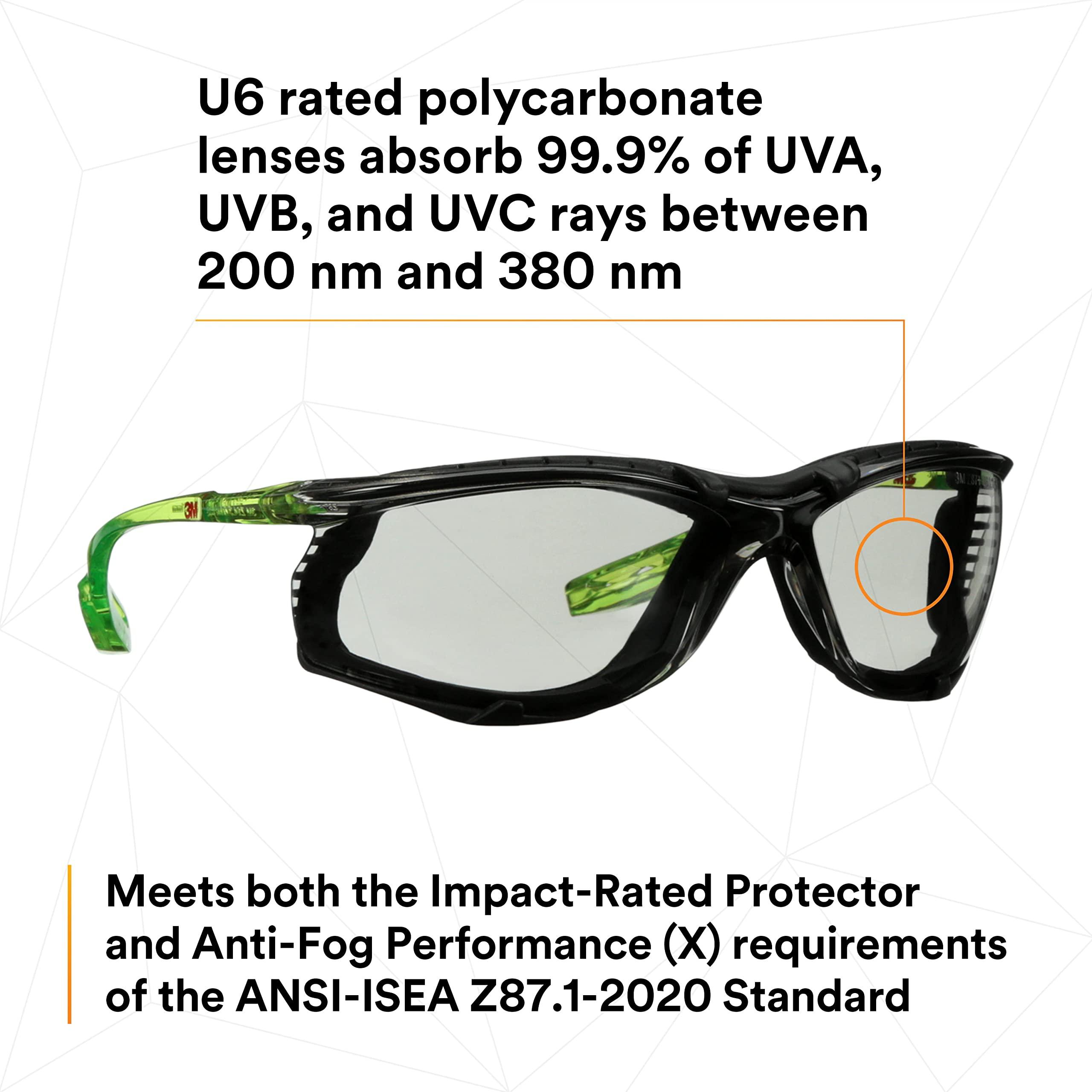 3M 3M Safety Glasses, Solus CCS Series, ANSI Z87, Scotchgard Anti-Fog Coating, Gray I/O Lens, Corded Ear Plug Control System, Removable Foam Gasket, SCCS07SGAF-GRN-F