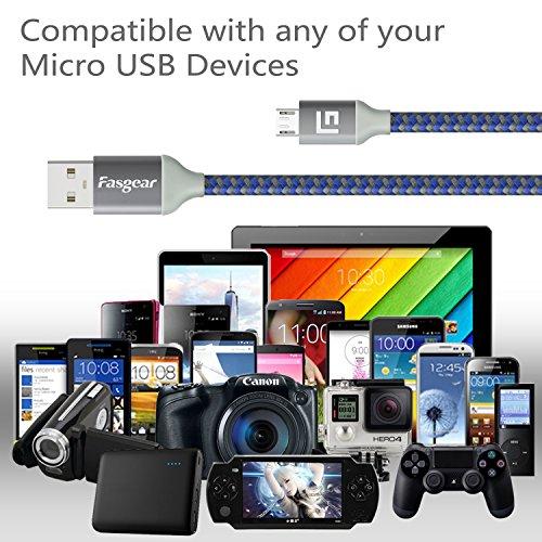Fasgear Fasgear Micro USB Cable 10 ft, 3 Pack Fast Charging Micro USB 2.0 High Speed Data Sync Nylon Braided Android Smartphone Charger Compatible for S7 Edge/Note 5,HTC,PS4, Kindle (Blue,Gold,Rose)