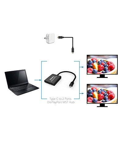 XtremPro XtremPro USB 3.1 Type C to 2 Display Port, Dual Monitor Splitter, Support Ultra HD 4K, 1080p, HDCP, MST Hub - Black (61075)