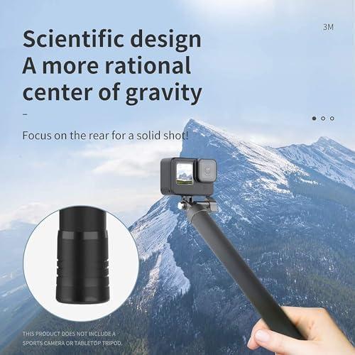 TELESIN TELESIN Ultra Long Selfie Stick Compatible for GoPro Hero13/12/11/10/9/8/Max/7/6/5Insta 360 One R/Rs X2/X3, Osmo Action, 6 Lengths Carbon Fiber Lightweight Pole Monopod 118"/3 Meters Upgraded