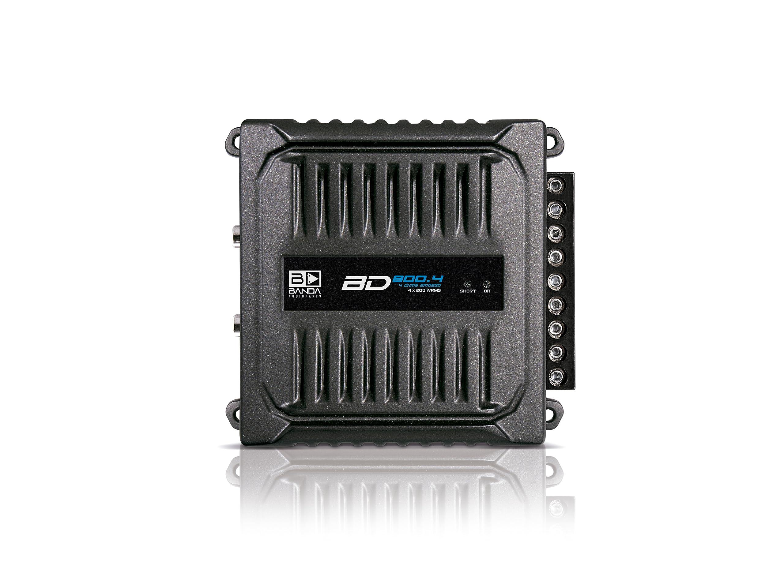 Banda Audioparts Banda Audioparts BD800.42OHM 800 Watts 4 Channel 2 Ohm Full Range Car Audio Amplfier 4 x 200 Watt Rms 4 Ohms Bridged - Black