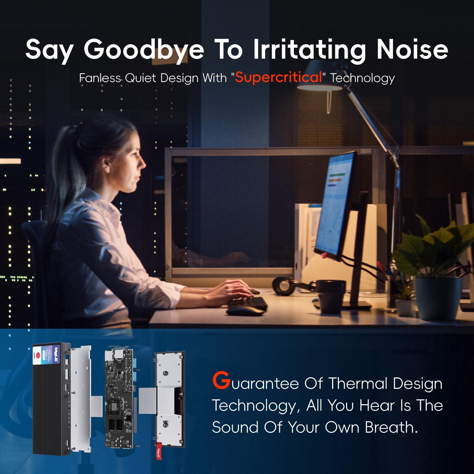 MeLE MeLE Fanless Mini PC Stick PCG02 Pro N5105 8GB/256GB, WiFi5 USB PD3.0, Micro Computer Desktop Dual HDMI, Gigabit Ethernet BT5.1, Compact SFF on Business Office Industrial IoT Home