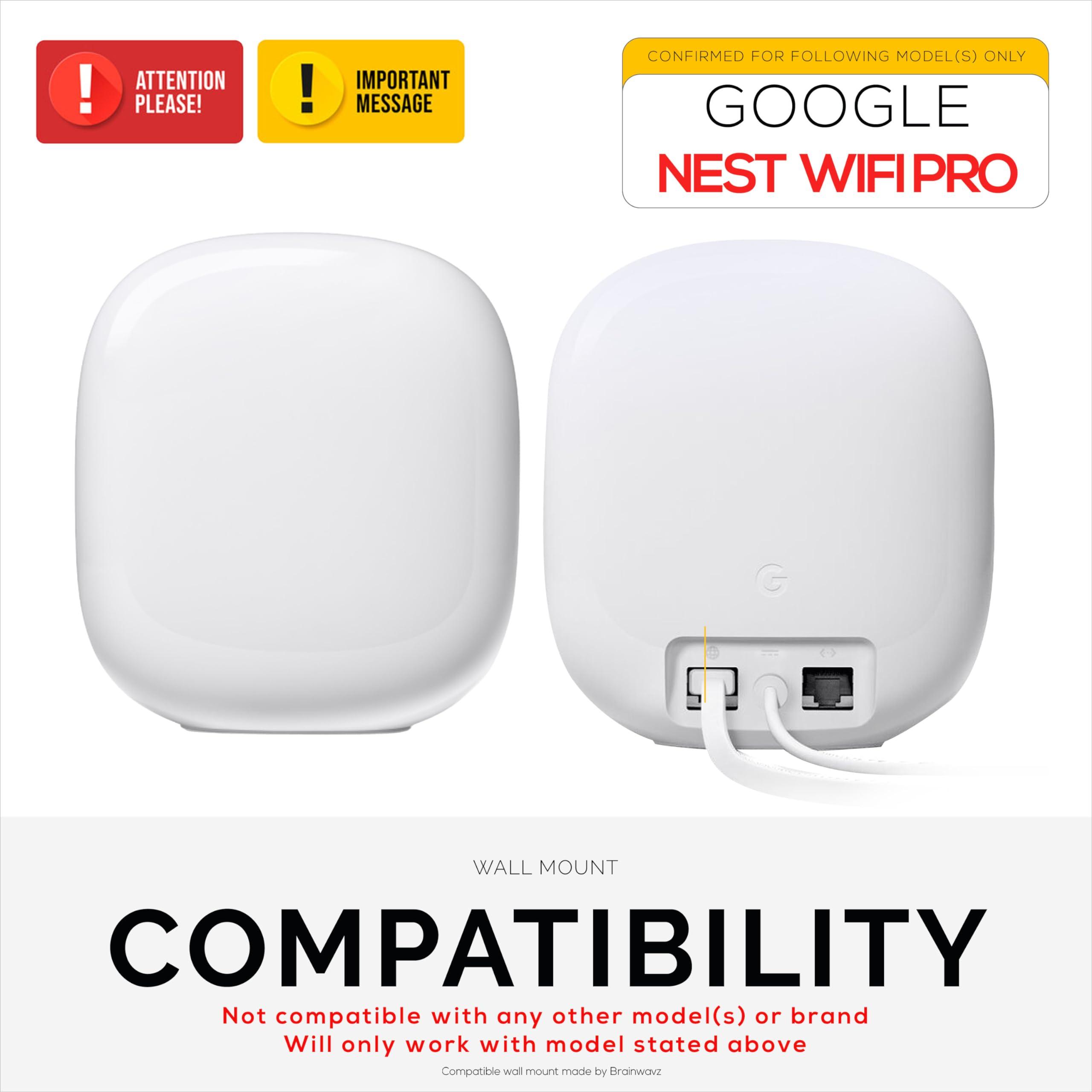 BRAINWAVZ Wall Mount for Google Nest WiFi Pro 6E Mesh Router, Easy to Install Holder Bracket, Reduce Interference & Clutter, Adhesive & Screw-in Mounting