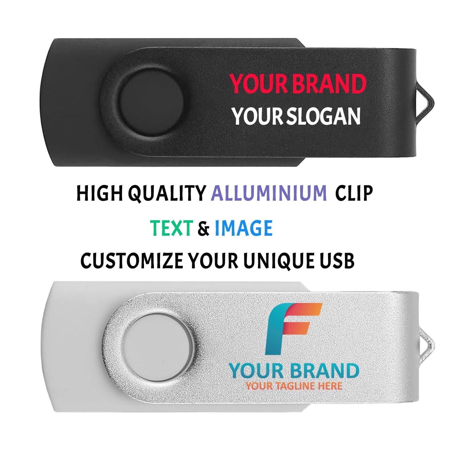 JBOS Custom USB Flash Drive 128MB 500 Pack, Customize USB Drives 128 MB Print with Logo Text or Image Customized Thumb Drives as Promotional Favorsd, Branding Made with JBOS Personalized USB Sticks