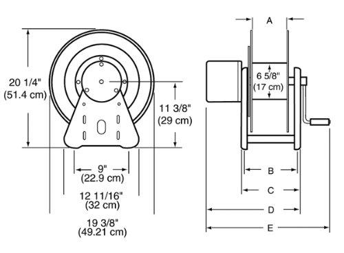 Reelcraft Reelcraft CA30112-CS Heavy Duty Hand Crank Cable Storage Reel, Heavy Gauge Steel, Red