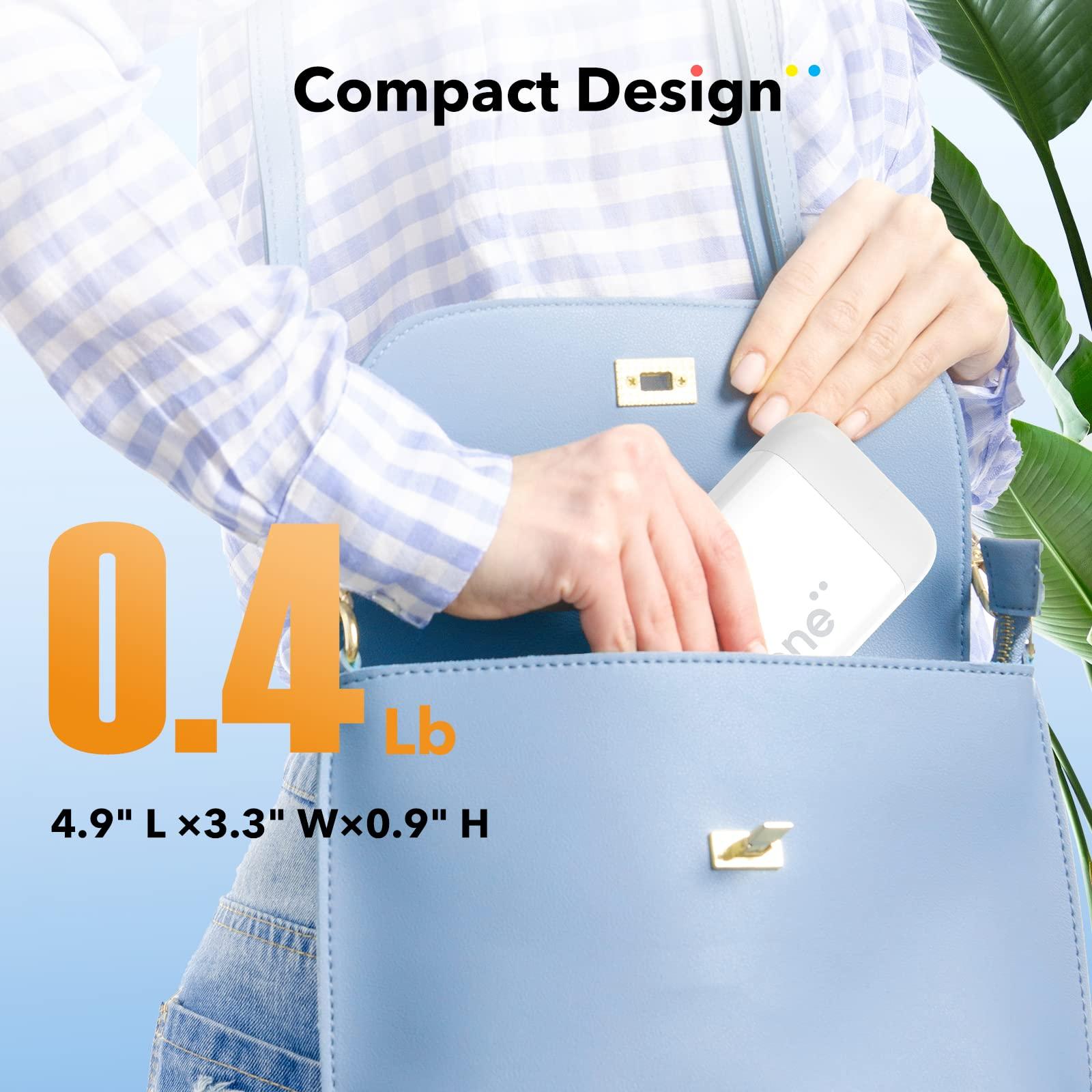 Liene Liene 2x3 Photo Printer, Mini Instant Portable Photo Printer w/ 55 Zink Adhesive Paper, Bluetooth 5.0, Compatible w/iOS & Android, Small Picture Printer for iPhone, Smartphone, White