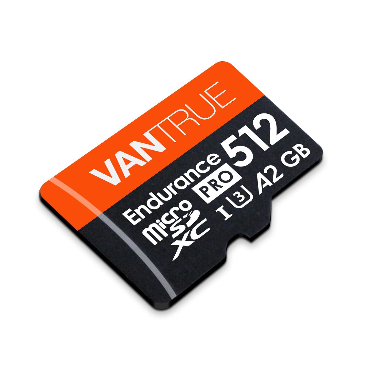 VANTRUE Vantrue 512GB microSDXC UHS-I U3 4K UHD Video High Speed Transfer Monitoring SD Card with Adapter for Dash Cams, Body Cams, Action Camera, Surveillance & Security Cams