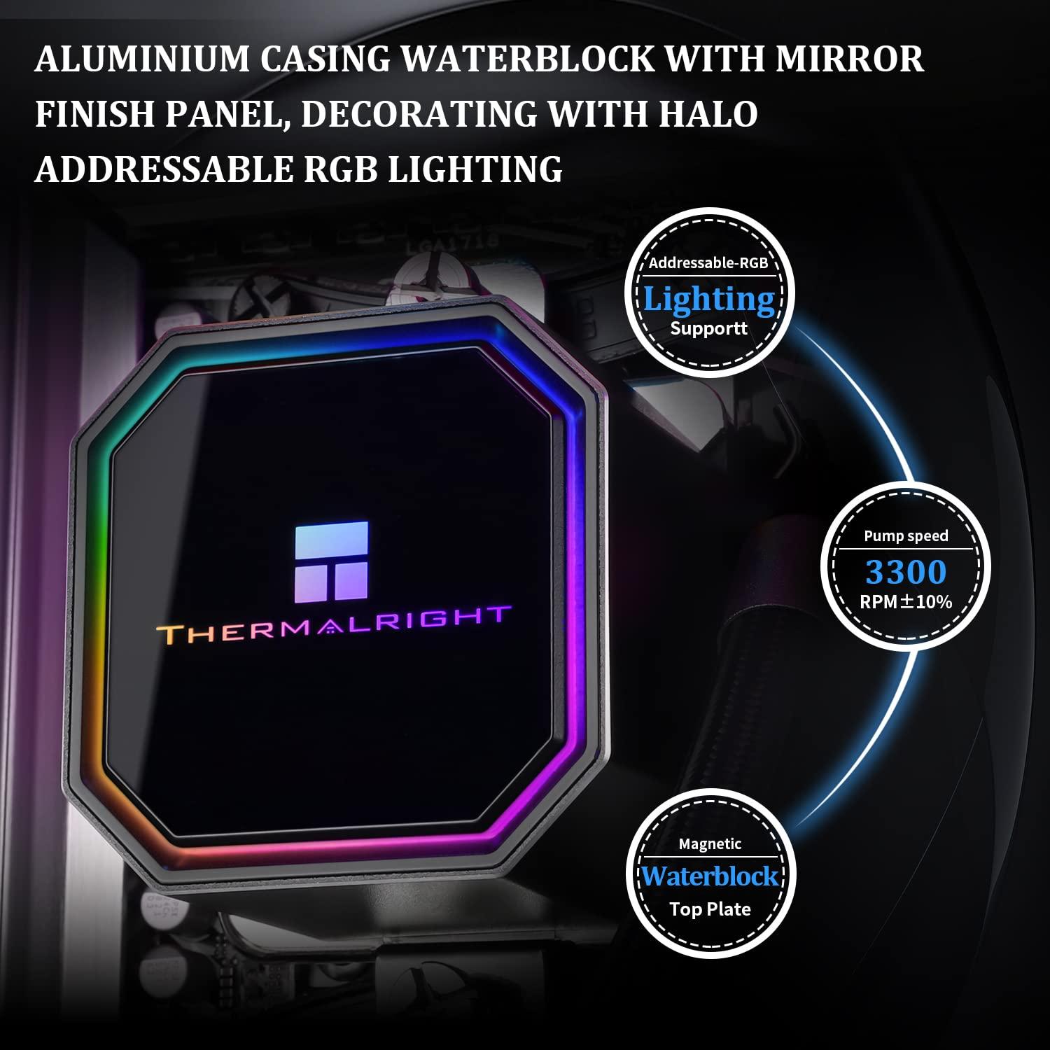 Thermalright Thermalright Frozen Prism 240 Black AIO Water Cooler,Liquid CPU Cooler, 2120mm PWM Fans Water Cooling System,1850RPM High Speed,Compatible with AMD/AM4/AM5 & Intel LGA115X/1200/2066/1700