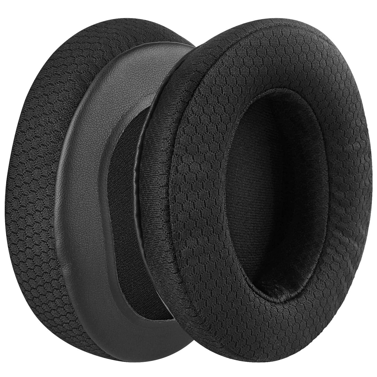 GEEKRIA Geekria Comfort Extra Thick Mesh Fabric Replacement Ear Pads Compatible with HyperX Cloud III, Cloud II, Alpha, CloudFlight, Stinger, Revolver S Headphones, Ear Cushions (Black)