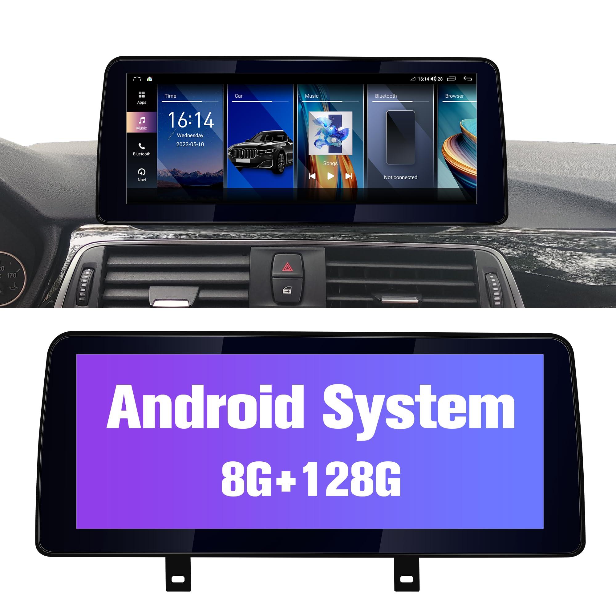 Pioowirk 12.3 inch Car GPS Navigator Android 12 Stereo for BMW 3 4 Series F30 F31 F32 F33 F34 F36 with iDrive System Retained Blu-ray Touch Screen with CarPlay (NBT System Octa Core 6GB RAM 128GB ROM)