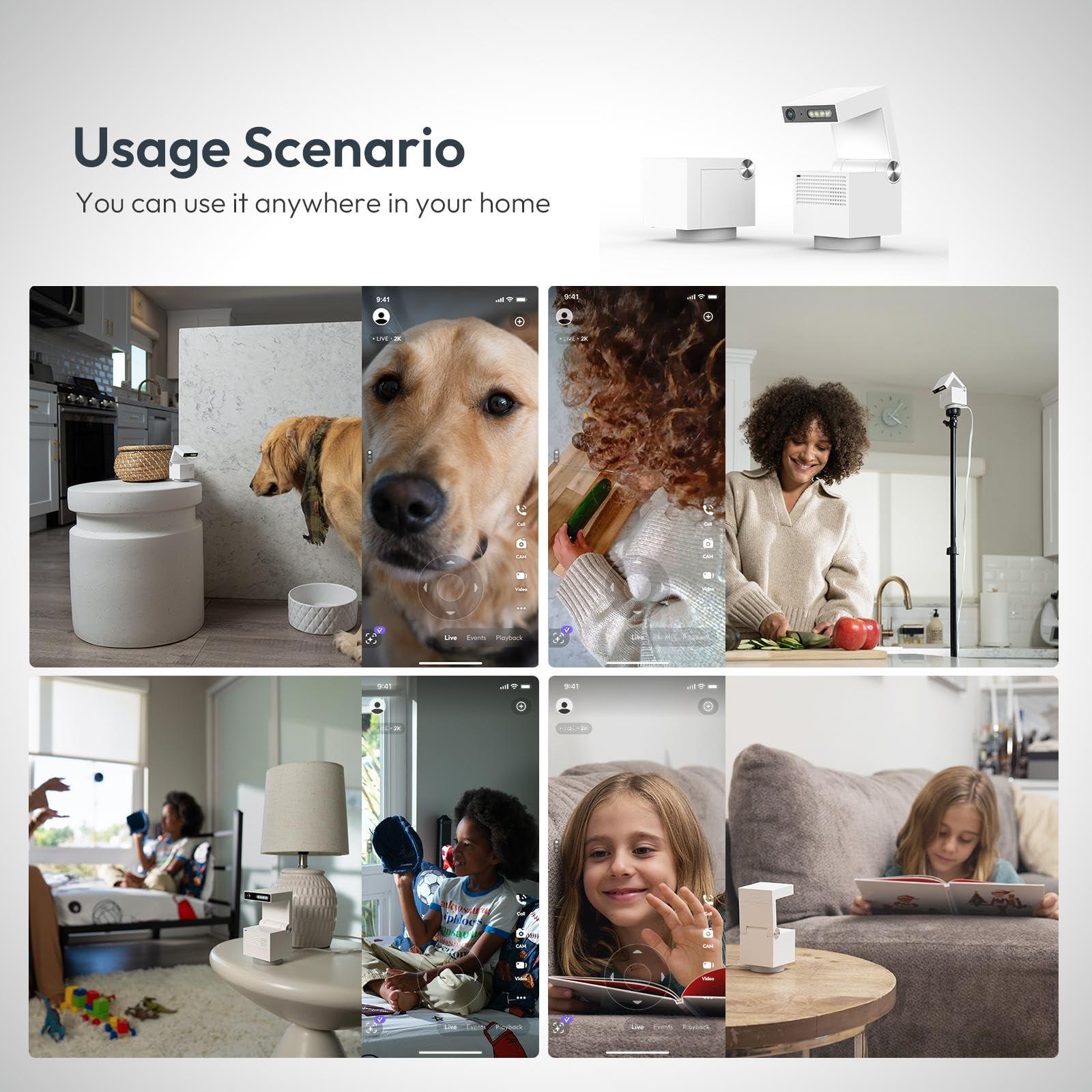 psync psync Genie S 2.7K HD Indoor Security Camera with 6X Zoom, 2-Way Audio, Privacy Protection, Motion Tracking for Baby & Pet, 350 Pan & 135 Tilt, 32GB Local Storage, Compatible with Alexa