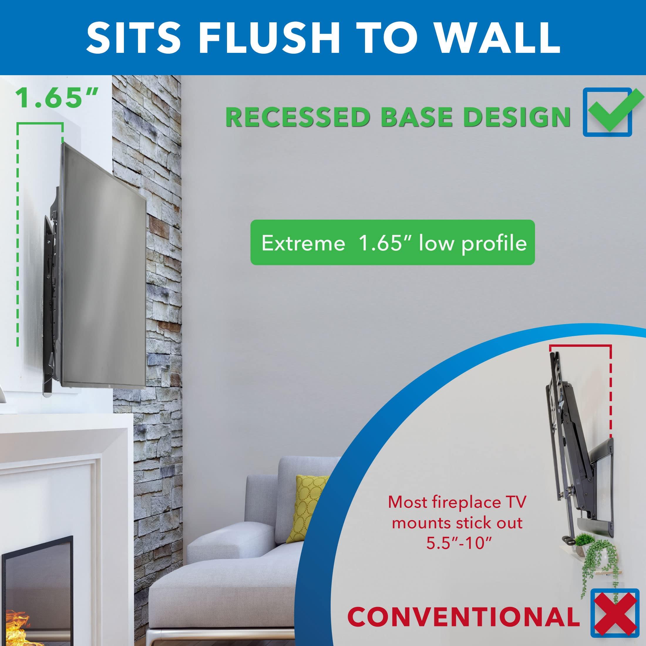 Mount-It! Mount-It! Motorized Fireplace TV Wall Mount, Electric TV Mount with Height Adjustable Drop Down Arms for Mantel Installation, Fits 65, 70, 75, 80 Inch Screens