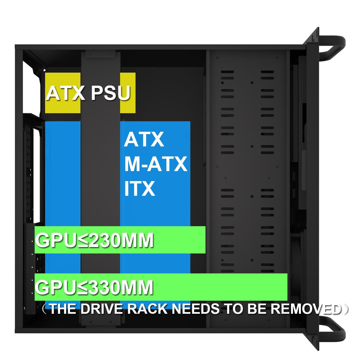 GPERHUAN 4U Server Cabinet Case,4U Server Chassis Rackmount Server Case 7 x PCI Slot Rackmount 4U Server Chassis Lockable with Key