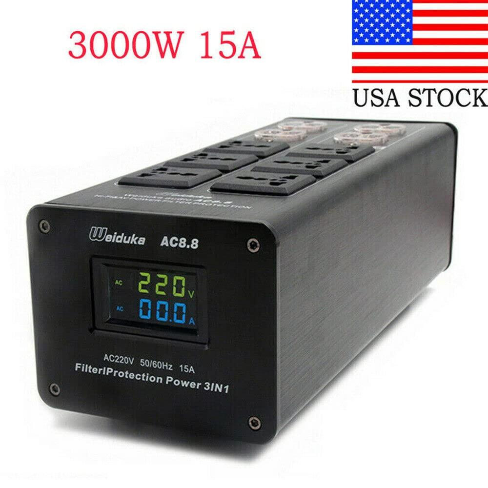ele ELEOPTION 3000W 15A 100-240V AC8.8 Advanced Audio Power Purifier Filter AC Power Socket Video Noise Eliminator/Line Conditioner/Whole Entertainment System Protection