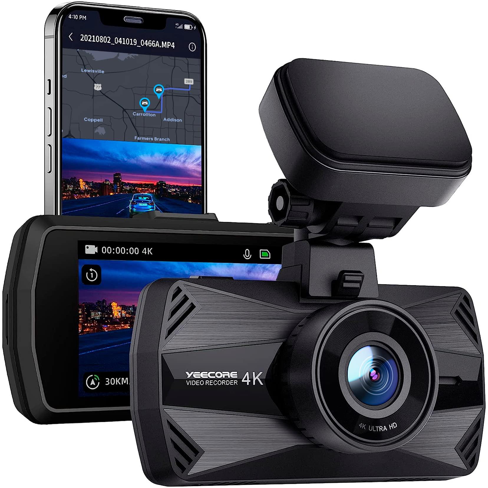 YEECORE YEECORE D21 Dash Cam, Real 4K Dash Camera Front 5G WiFi GPS, 3\" LCD Super Night Vision Car Camera, 157Wide Angle Dash Camera for Cars with App, Accident Record, G-Sensor, Parking Mode, 512GB Max