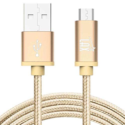 LAX Gadgets LAX Gadgets Durable Nylon Braided Tangle Free 2.0 Micro USB Android Charging and Data Sync Cable for Samsung, HTC, Motorola, Nokia, Kindle, MP3, Tablet and More[10 Feet-Gold]