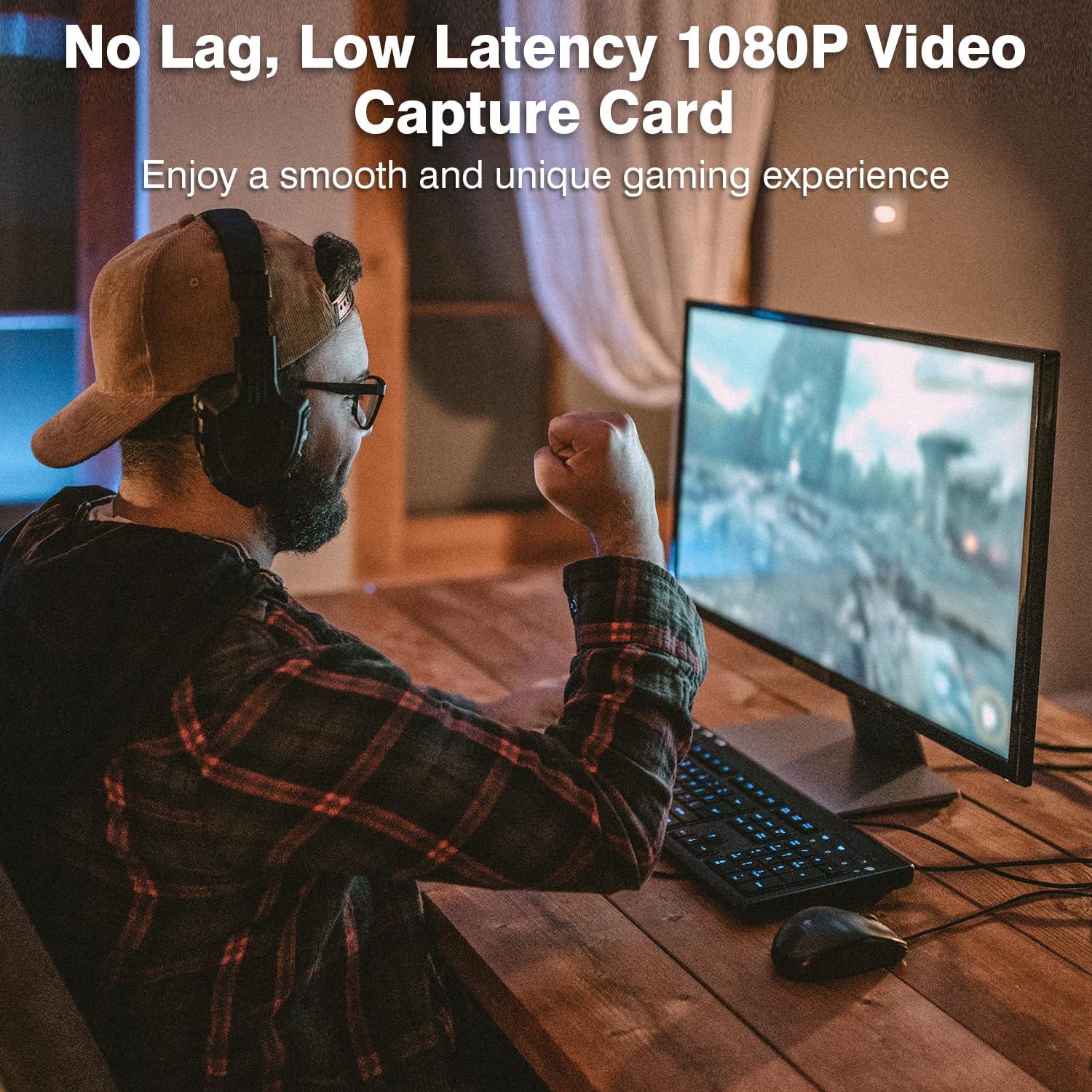 VIXLW 4K HDMI Video Capture Card, HDMI to USB 2.0 Capture Card, Cam Link Camera Capture Card, Video Game Capture Device, HD 1080P Video Recorder for Streaming, Broadcasting, Video Conference, Teaching