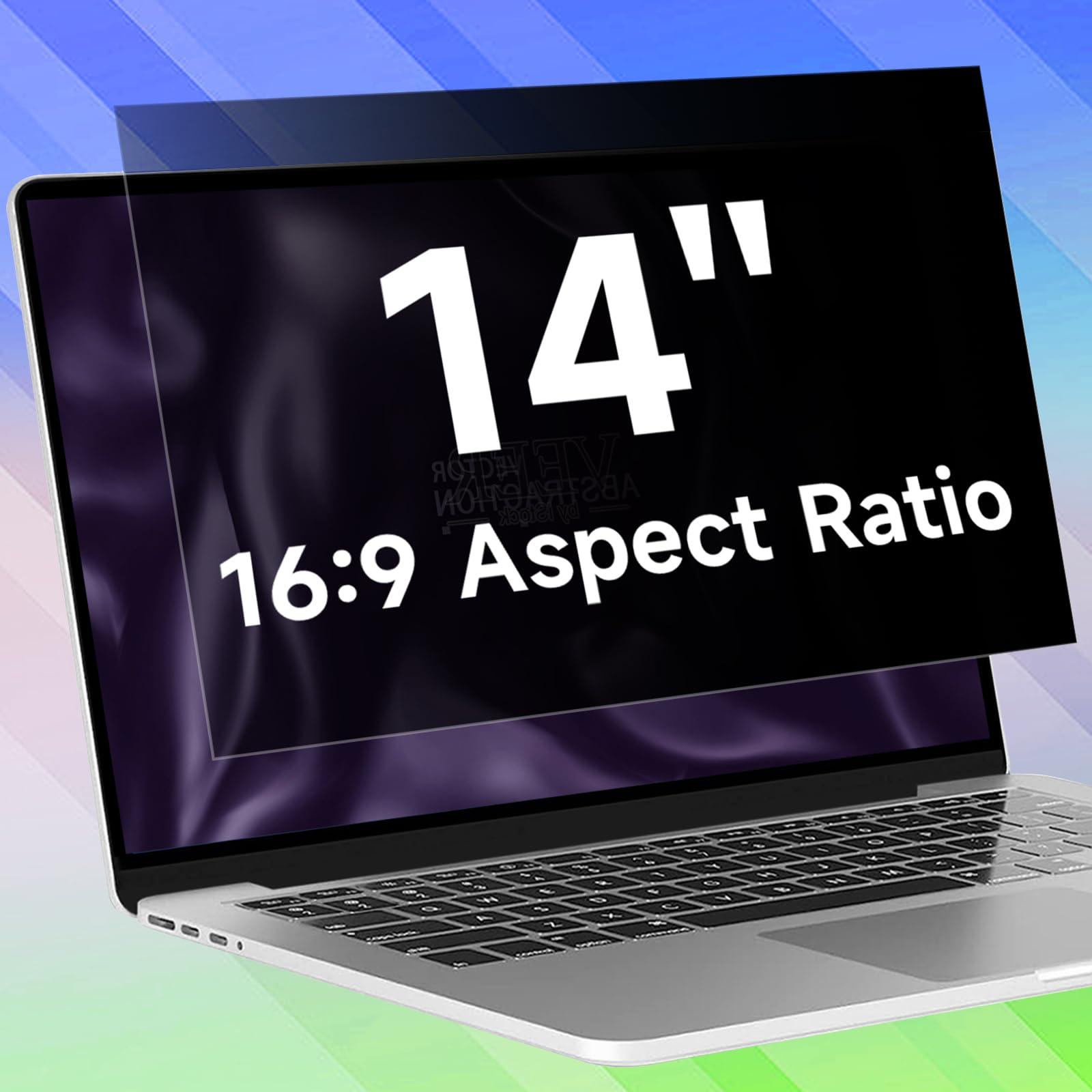 ANTOGOO V 14 Inch 16:9 Laptop Privacy Screen Filter, Anti Blue Light Glare & Anti Scratch Computer Privacy Shield for 14" with 1920x1080 Aspect Ratio Laptop