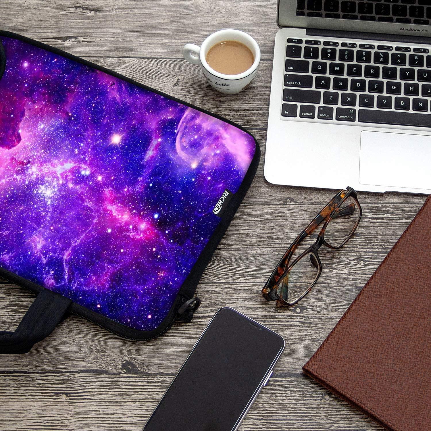 RICHEN RICHEN 17 inch Laptop Shoulder Bag Carrying Case with Handle Fits 15.6/16/17/17.3/17.4 inch Laptop Notebook (16-17.3 inch, Purple Galaxy)