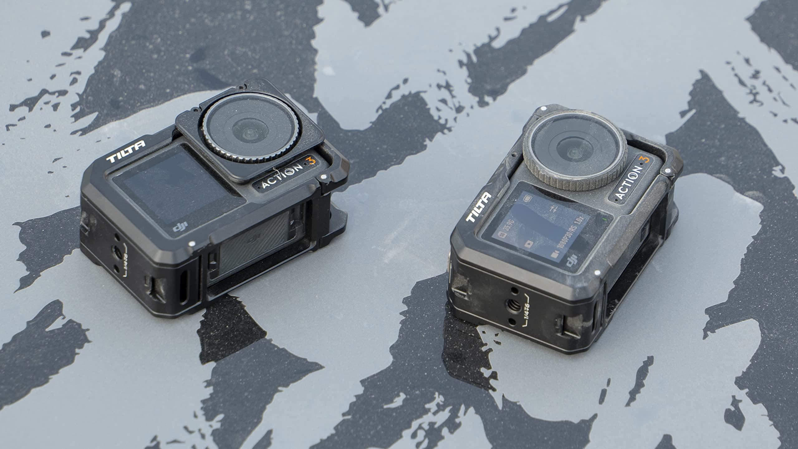 Tilta Tilta Camera Cage Compatible with DJI Osmo Action 3 Basic Kit (Black), Protective Armor, Improves Functionality with Mounting Options for Various Accessories | TA-T40-A-B