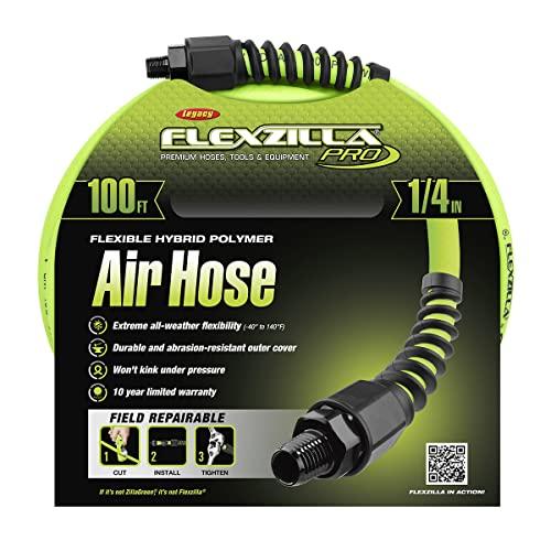 Flexzilla Pro Flexzilla Pro Air Hose, 1/4 in. x 100 ft., Heavy Duty, Lightweight, Hybrid, ZillaGreen - HFZP14100YW2