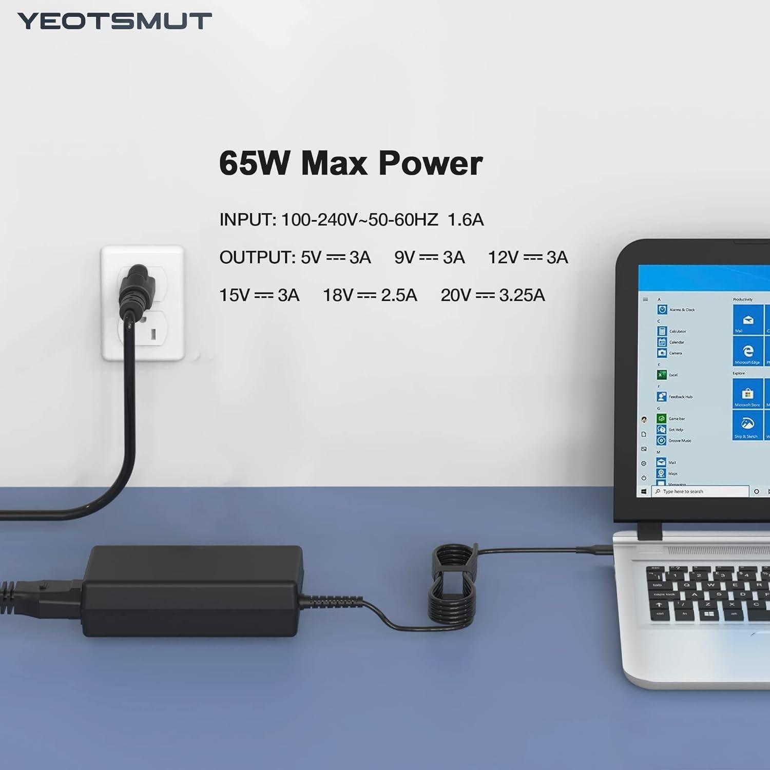 YEOTSMUT 65W 45W USB C Charger for Dell Chromebook Charger 3100 3300 3380 3400 3500 5190 5300 5400 Latitude 5000 5420 5520 5320 7410 7310 XPS 13 9250 9360 9365 9370 9380 9350 Type C Travel Laptop Power Adapter