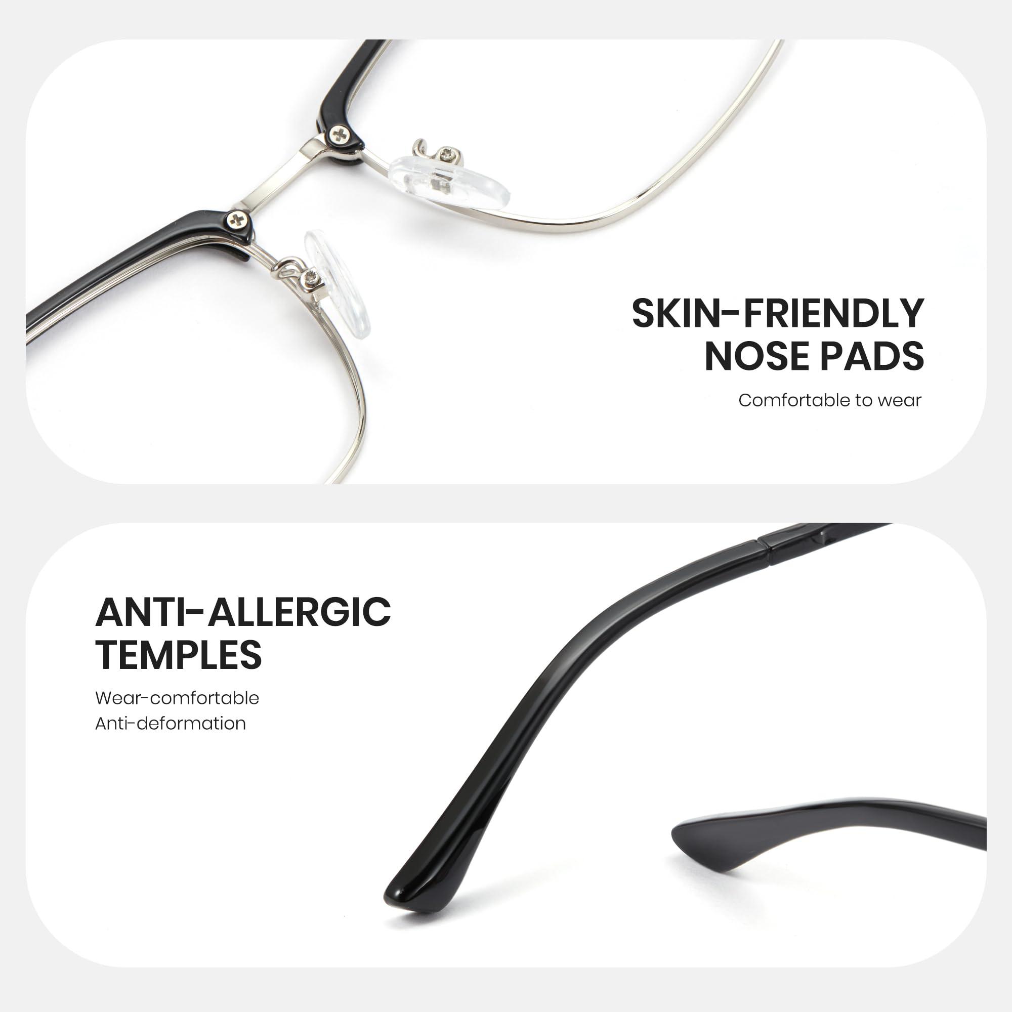 Cyxus Cyxus 2 Pack Men Blue Light Blocking Glasses Half Rimless Computer Gaming Glasses