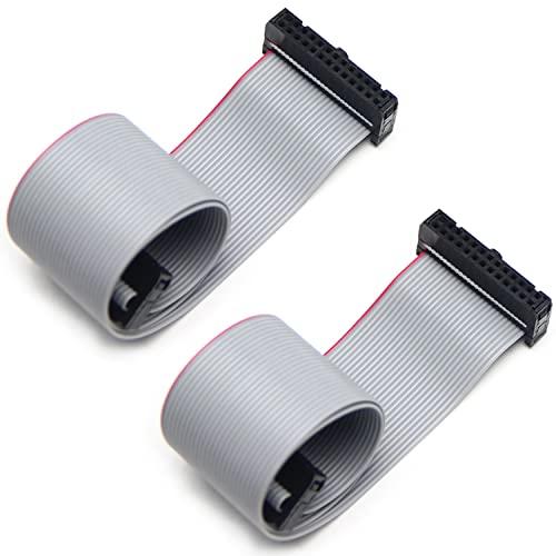 Fielect Fielect 2pcs IDC 20 Pin Connector Gray Wire Flat Ribbon Cable Connector Length 30cm 2.54mm Pitch