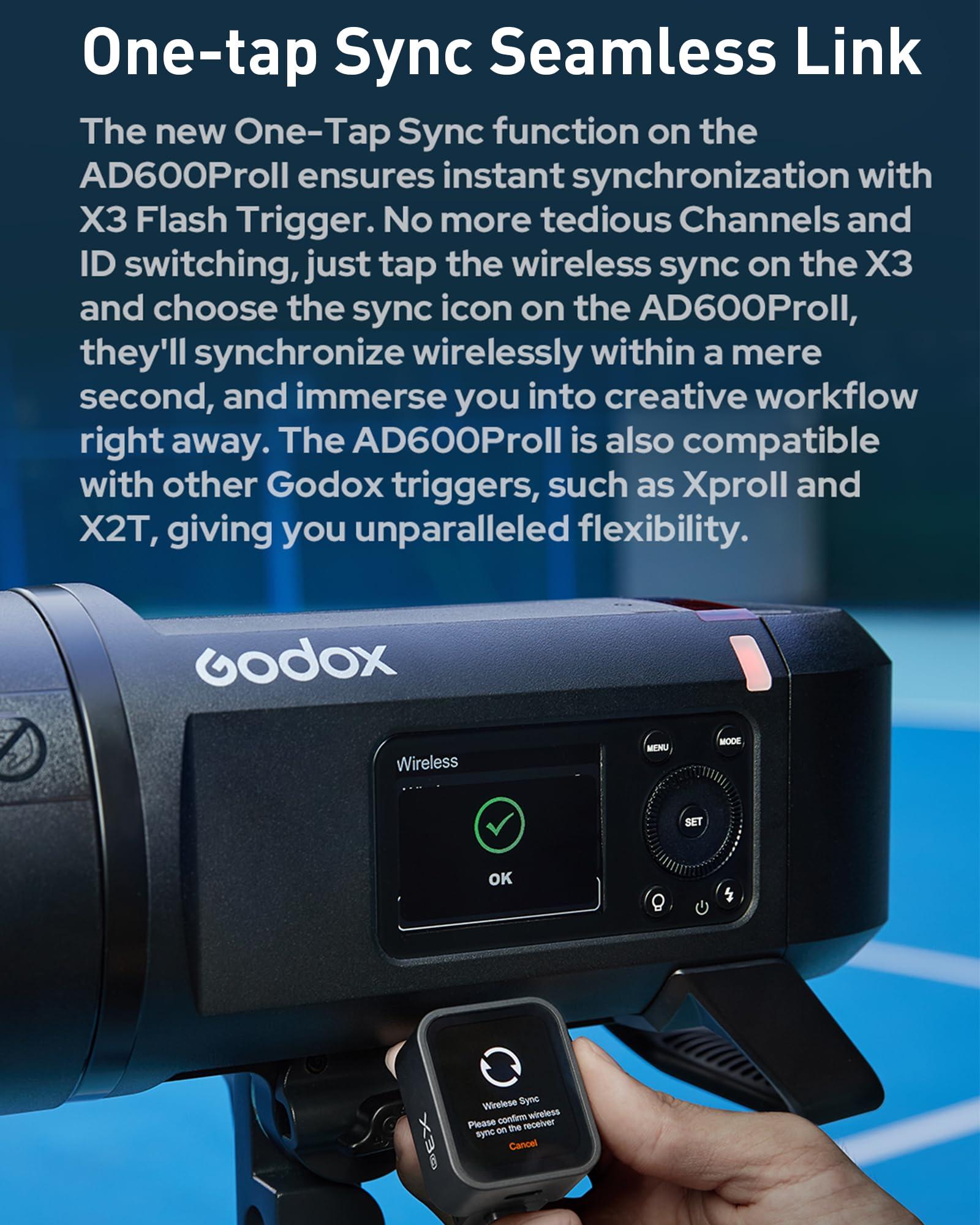 GODOX Godox AD600 Pro II Strobe Light Photography,AD600Pro 600Ws Outdoor Studio Flash Monolight,TTL 2.4G Wireless System,40W Bi-Color LED Modeling Light Compatible with Canon Nikon Sony Olympus FUJIFILM
