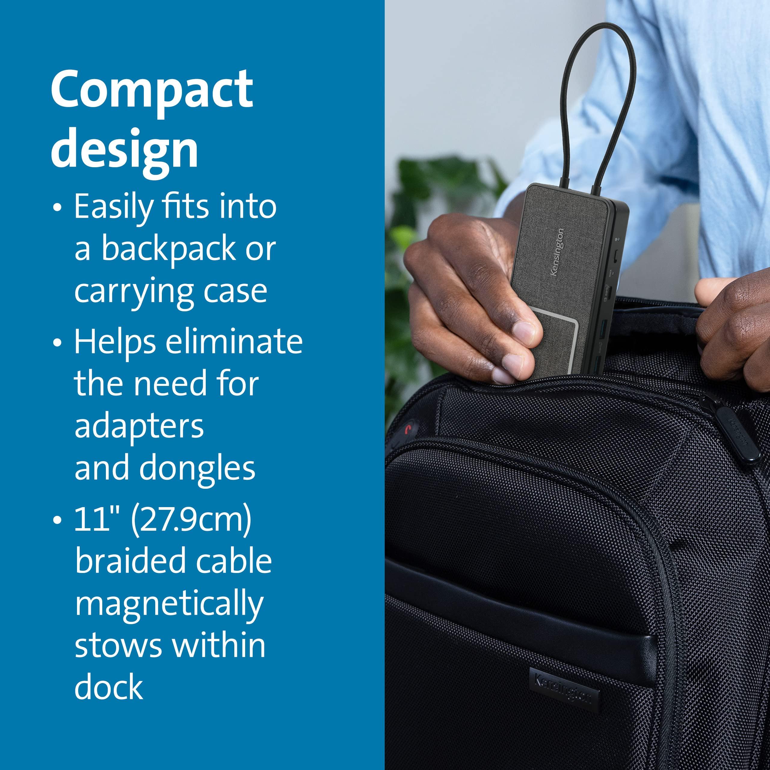 Kensington Kensington USB-C Hub with Qi Charging, Dual HDMI 4K@60Hz, 100W PD Pass Through Charging, 1Gbps Ethernet Port, Compatible with MacBook, iPad, HP, Lenovo Laptops (K32800WW) Black