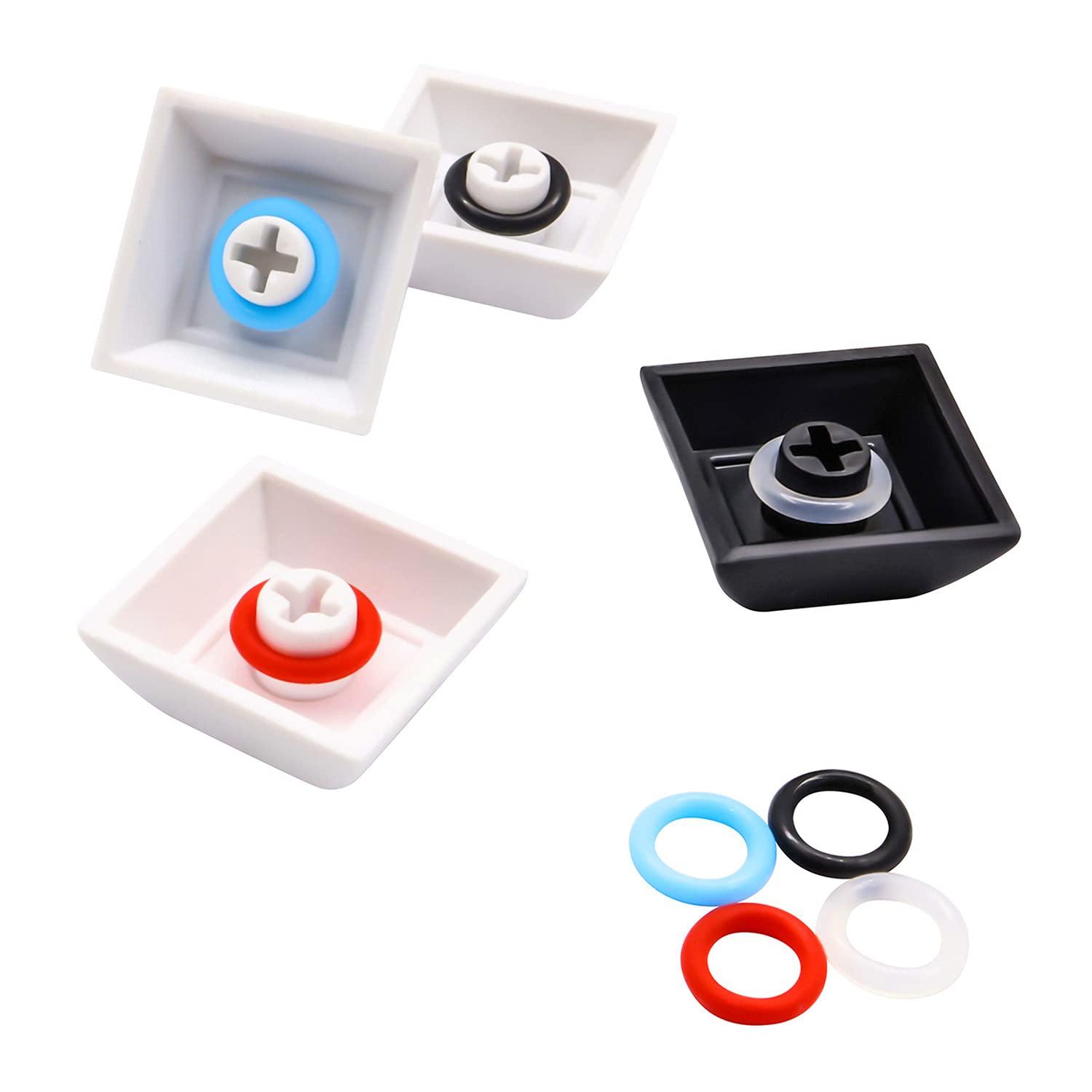 ThreeBulls ThreeBulls 120Pcs Clear Rubber O-Ring Keyboard, O-Rings Keycaps, Switch Dampeners Keycap, for Cherry MX Key Switch Keyboards Dampers,White