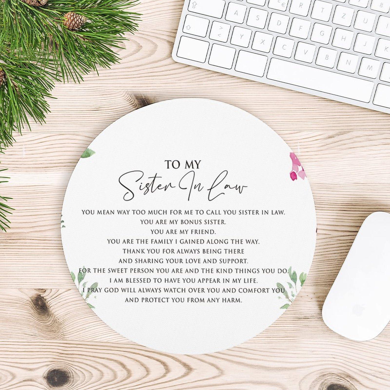 Paskond Paskond Sister in Law Gifts Sister Gifts Sisters Gifts from Sister Inspirational Thank You Birthday Gifts Watercolor Flower Internet bar Desk mat for Desktop Round Mouse Pad Decor for Sister 88 inch