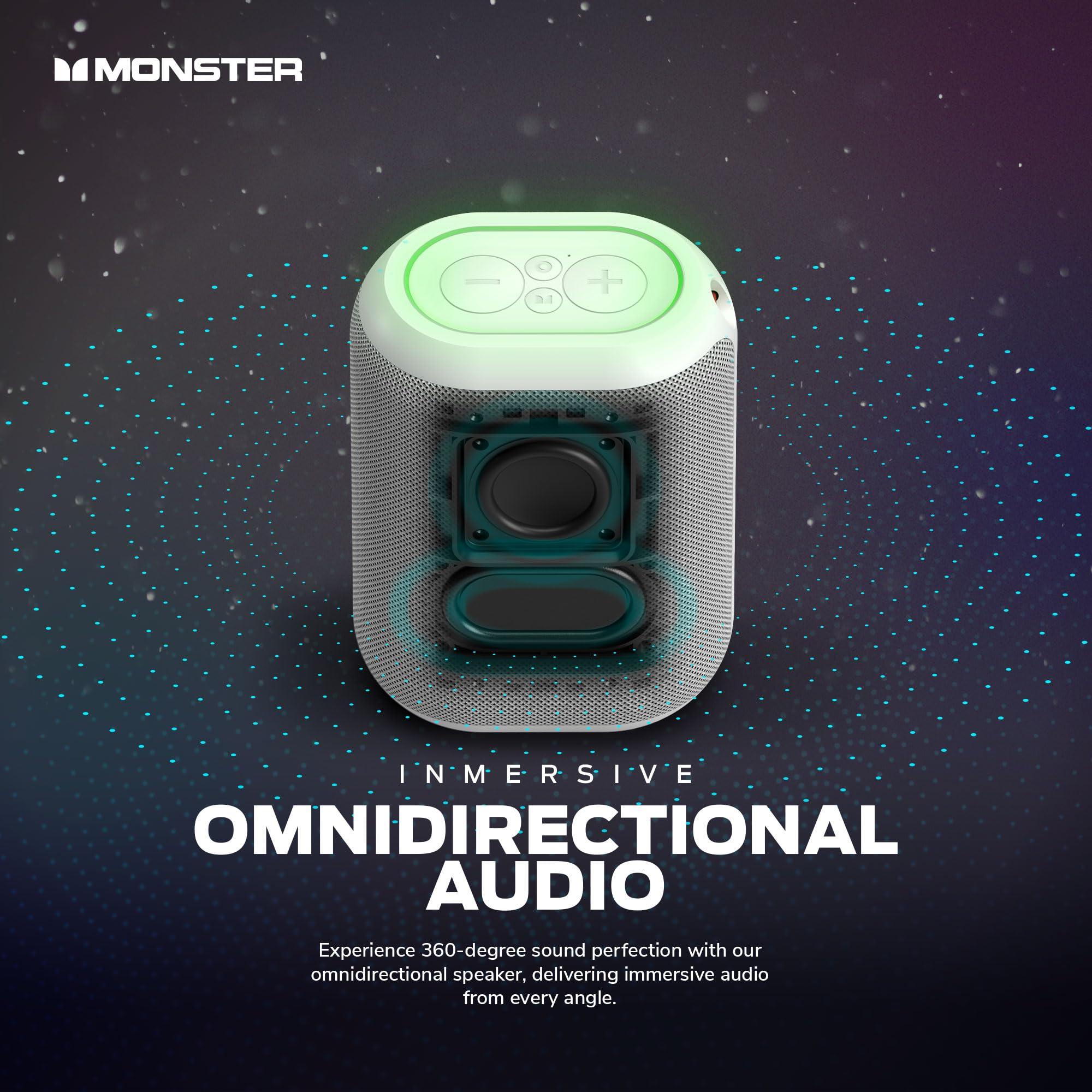 Monster Monster DNA One Portable Bluetooth Speaker, Loud Portable Speaker with 360 Bass Sound and 10W Qi Certified Wireless Charging Pad, IP67 Waterproof- for Travel, Indoor and Outdoor Use