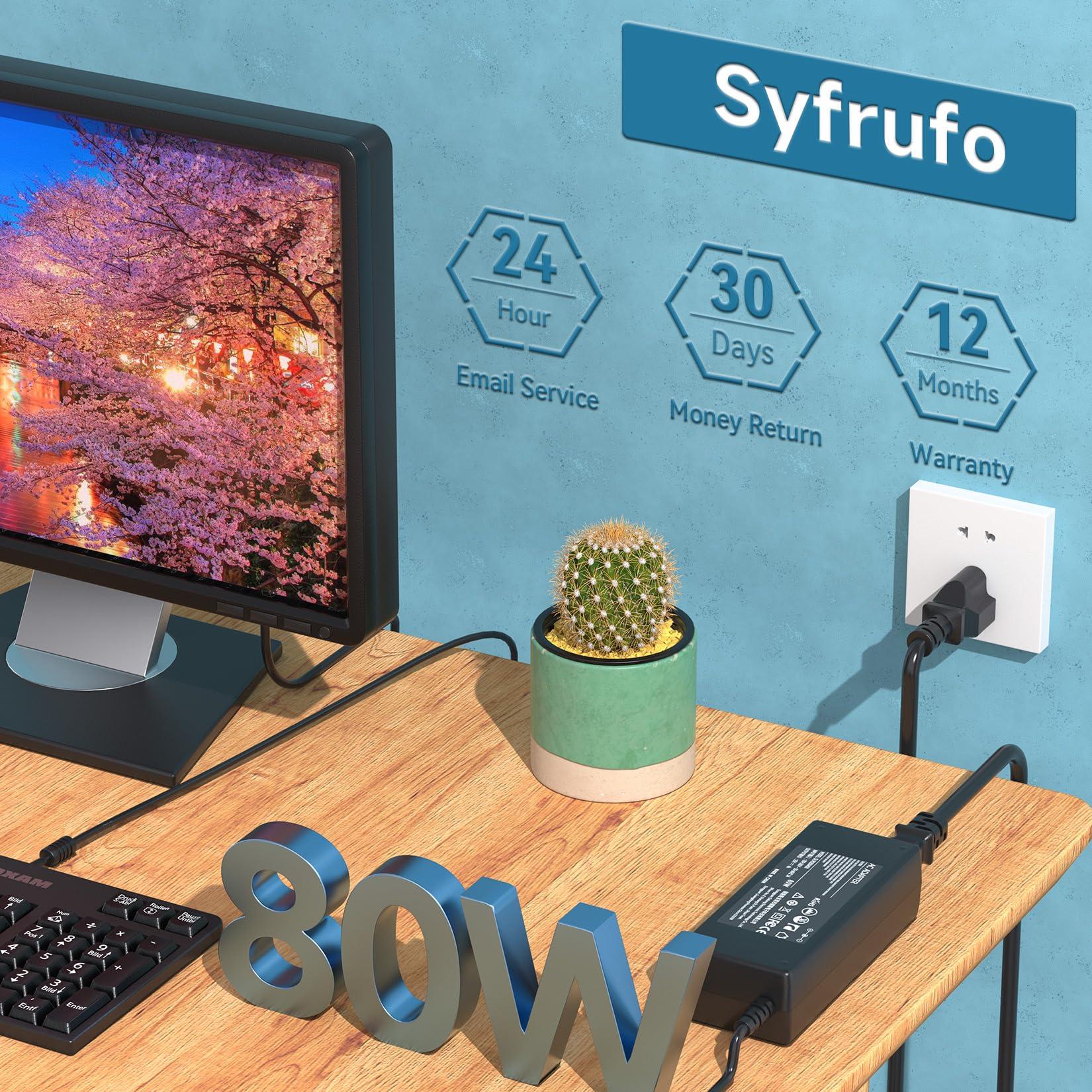 Syfrufo DC 19V Power Cord for Samsung TV 32\" UN32J4000AF, UN32J5205AF, UN32J4500AF, UN32J400, UN32J400DAF, UN32J5205, UN32J5003AF, UN32J5003AFXZA, UN32M5300AF, AFA4819, BN44-00835A Monitor AC Adapter