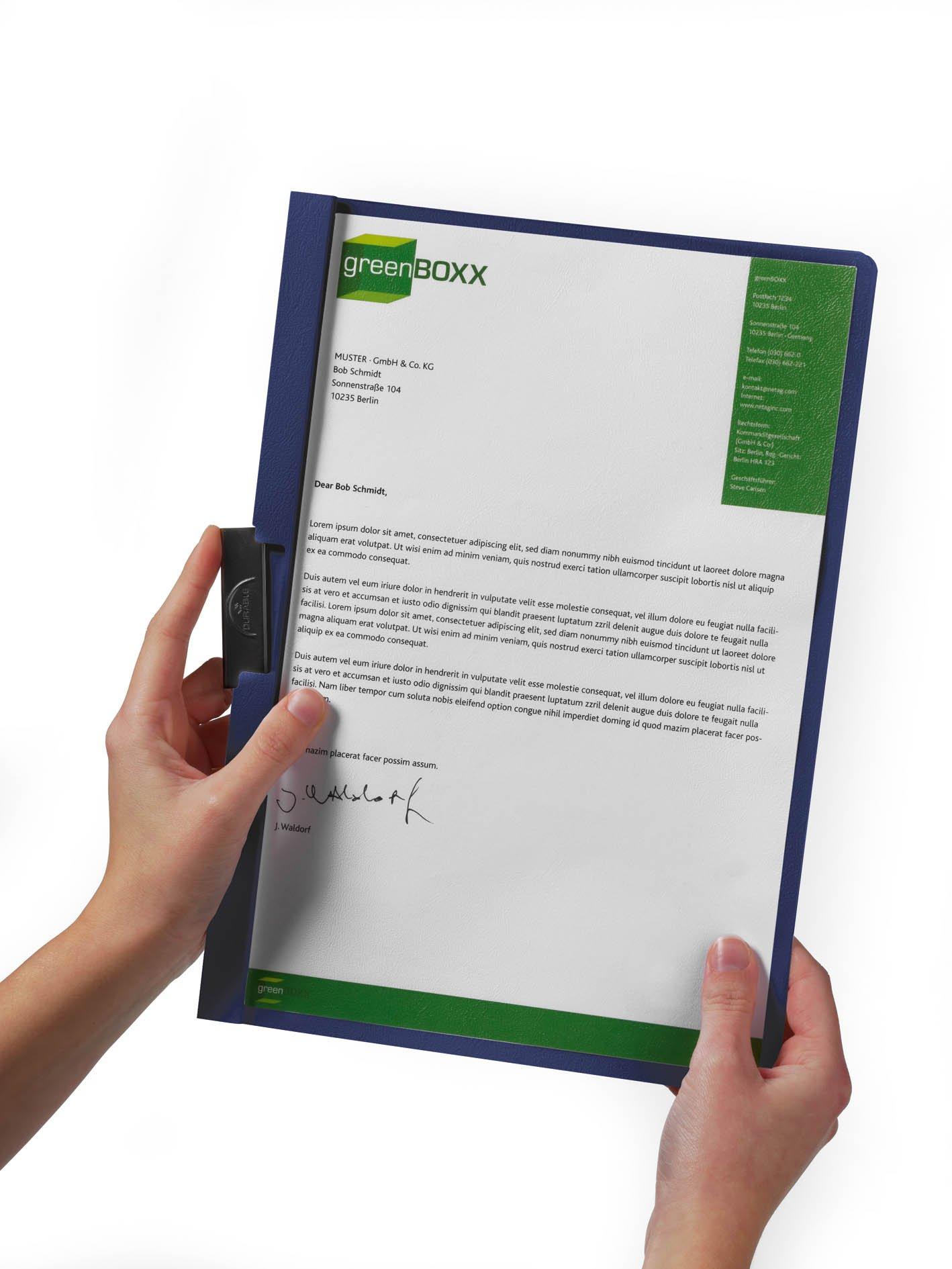 Durable Durable DURAClip 60 A4 Clip Folder | Holds Up to 60 Sheets of A4 Paper | Robust Metal Sprung Clip | Pack of 25 Assorted Coloured Files