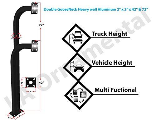 Gate Openers and More Gooseneck Stand Keypad Pedestal Pad Mount Aluminum mounting post gate entry Double Height (Color Black) Double Height 2\" x 2\" x 42\" & 72\"
