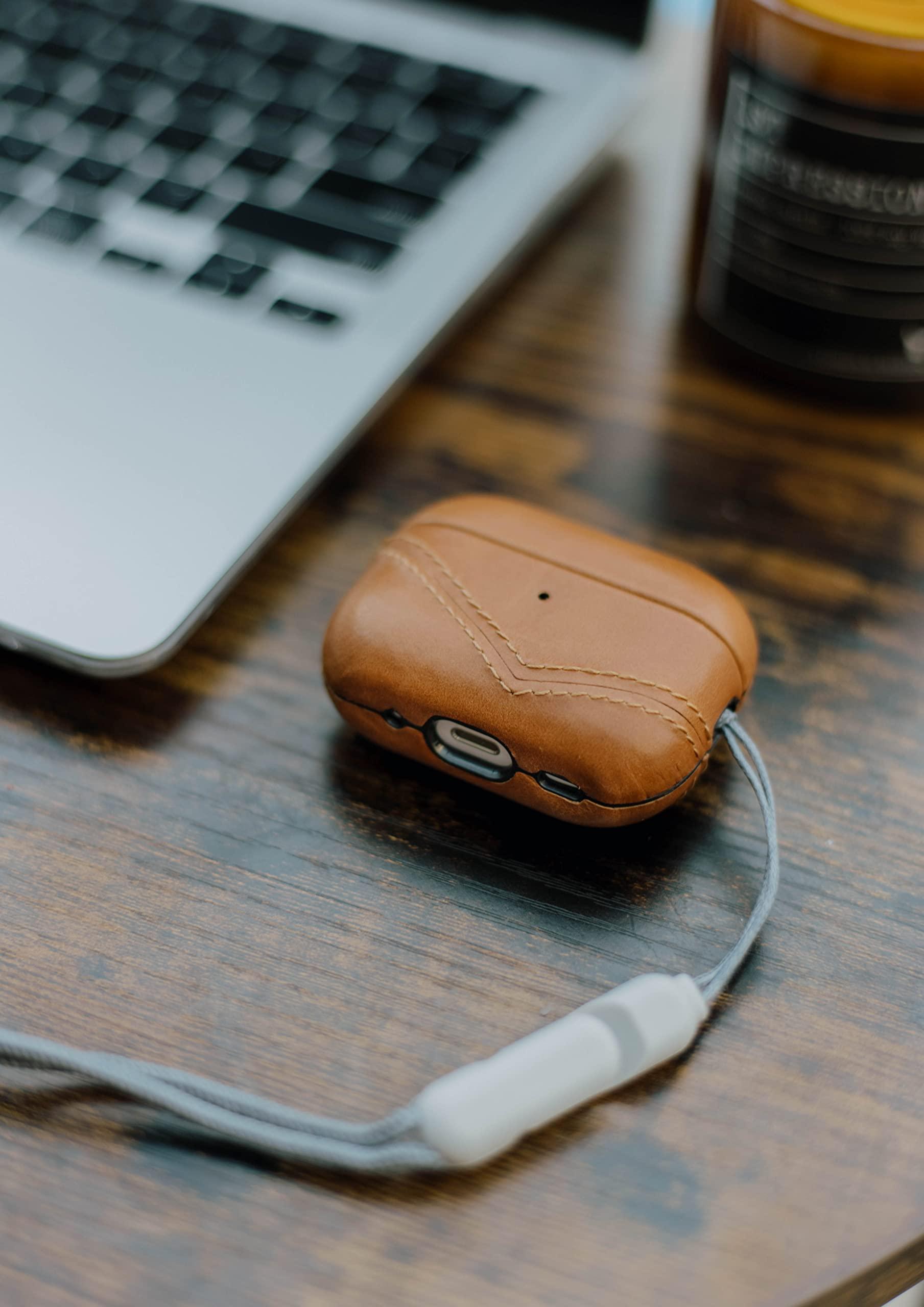 Bullstrap Bullstrap Premium Leather Case Compatible with Apple AirPods Pro 2, Wireless Charging, Two-Piece Design (Sienna)