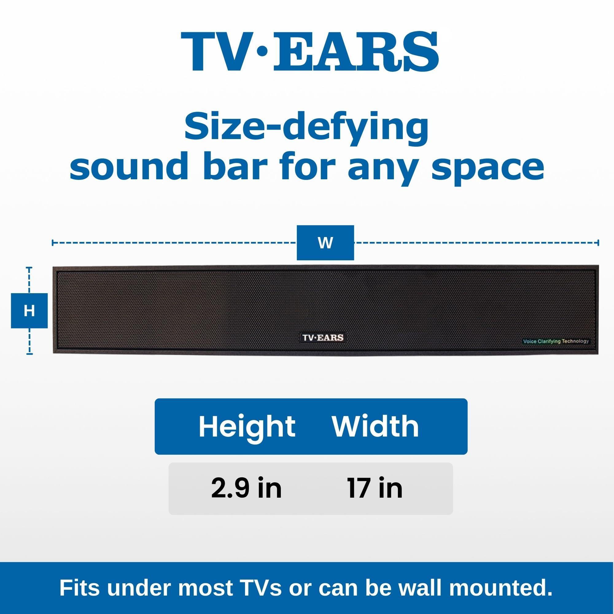 TV · EARS TV EARS Sound Bar for TV - Voice Clarifying, Long Range Wireless Television Speakers - 17\" SoundBar for Enhanced Dialogue on Hearing Impaired Viewers - Compatible with Any Television