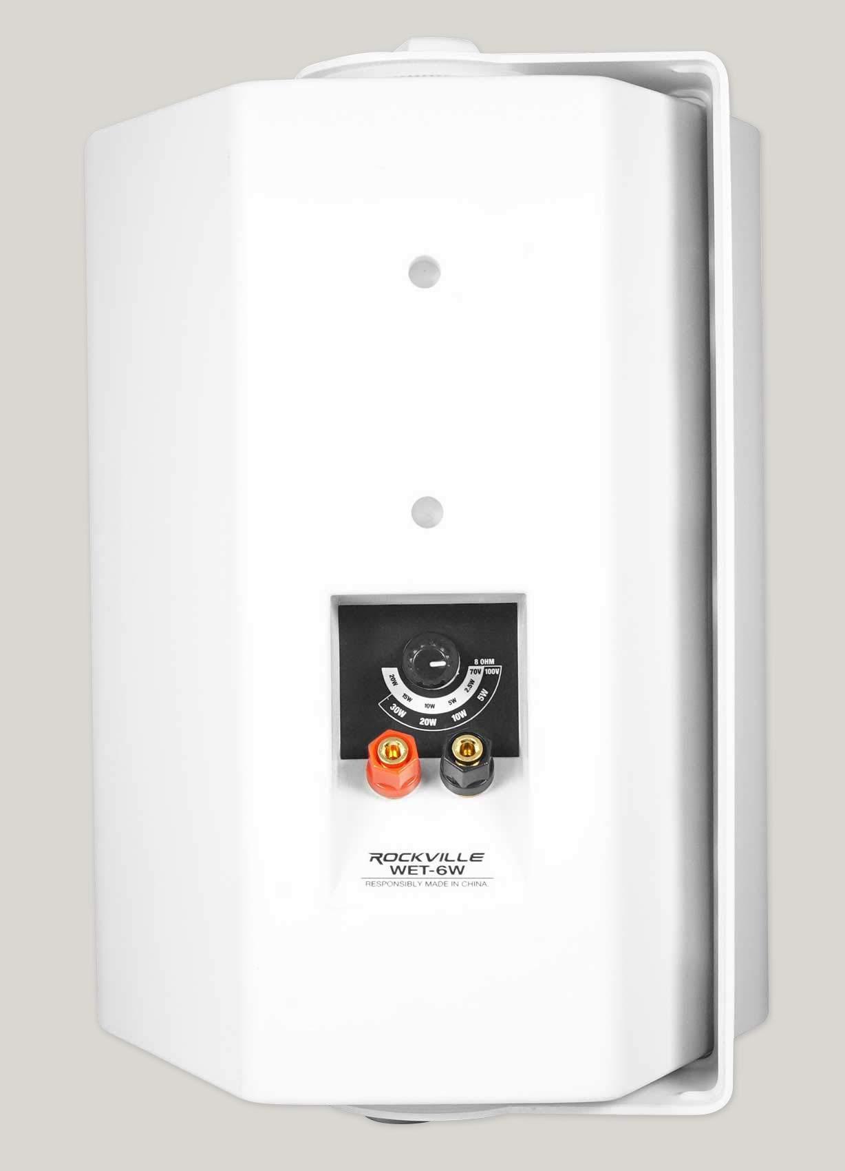 Rockville Rockville 2 WET-6W 70V 6.5" IPX55 White Commercial Indoor/Outdoor Wall Speakers