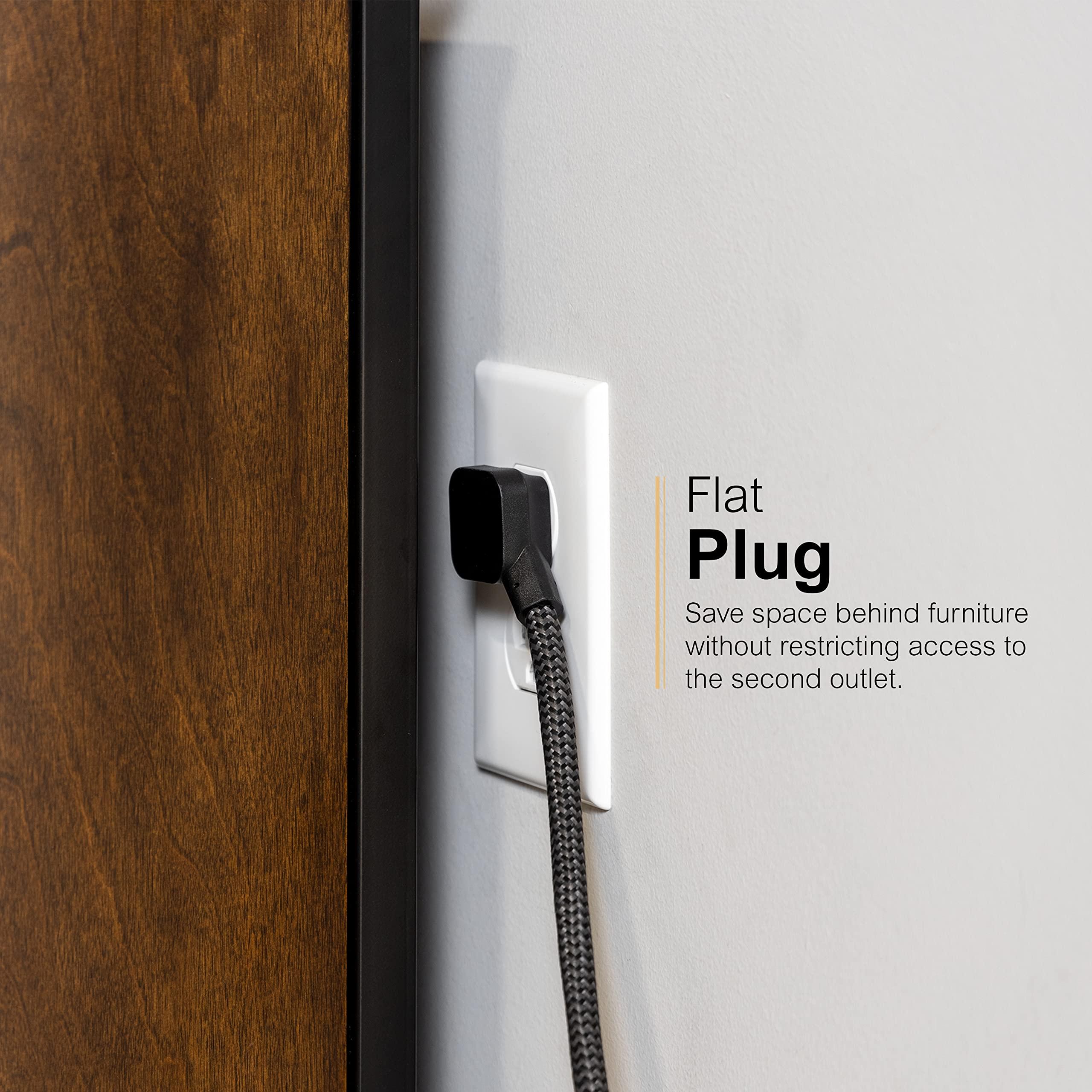 GE GE UltraPro 6-Outlet Surge Protector, 2 Pack, 3ft Braided Cord Power Strip Surge Protector, Surge Protector Power Strip, 450 Joules, Black, 74544