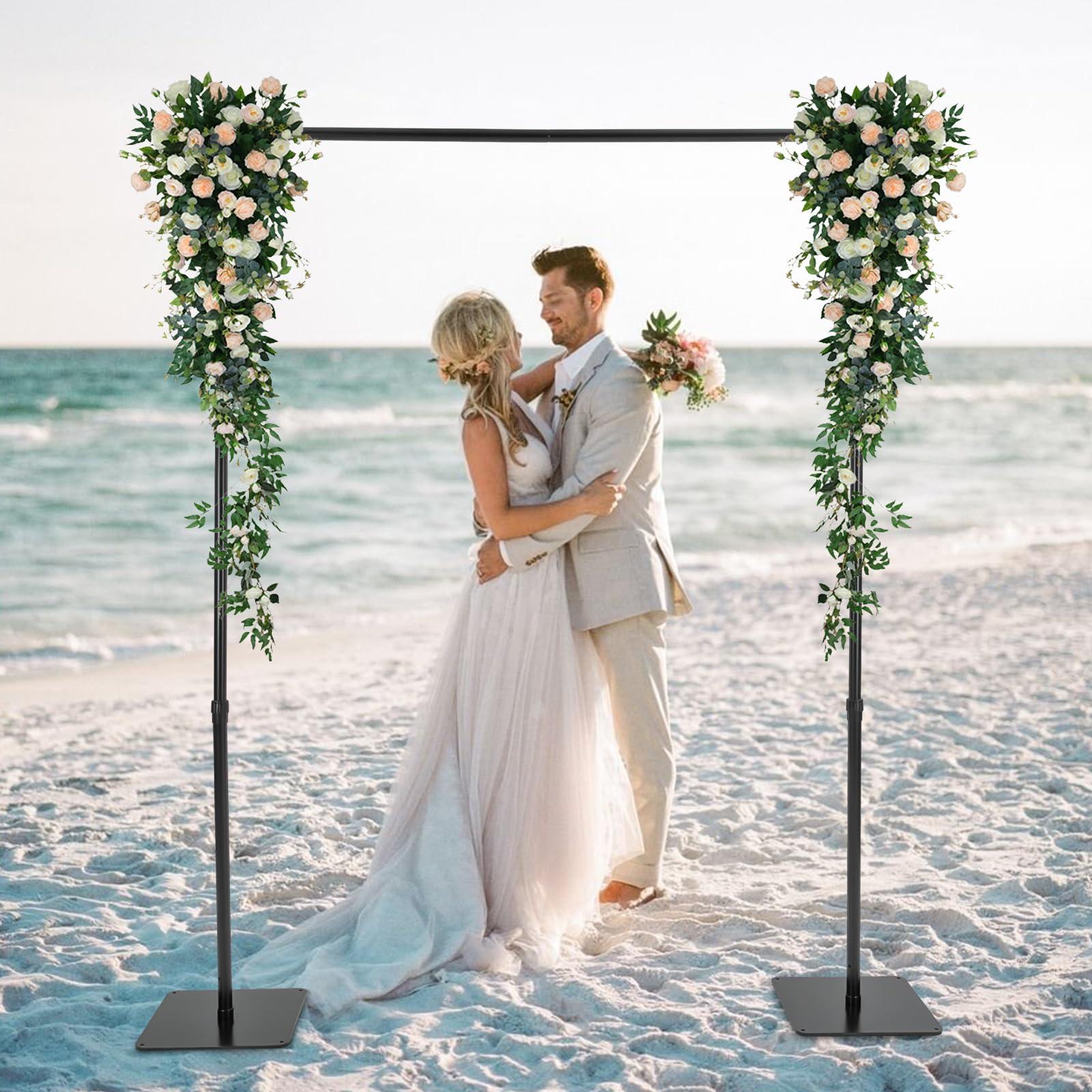 YIYIBYUS YIYIBYUS Backdrop Stand,8x10 ft Adjustable Pipe and Drape Backdrop Stand Kit, Heavy Duty Backdrop Frame with Metal Base for Wedding Party Birthday Photoshoot Decoration Black