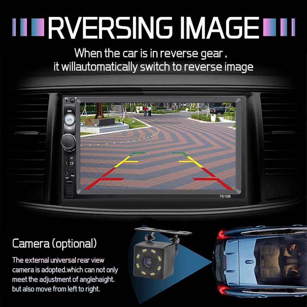 wepeculior 12V Double Din 7010B 7'' inch Car Stereo Radio Head Unit Mirror Link Compatiable with iPhone Android MP5 Player Bluetooth 4.0 USB AUX TF Card FM ISO Connector